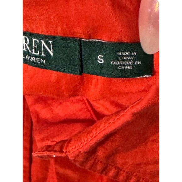 Lauren Ralph Lauren Women Orange Silk Blend Long Sleeve Button Up Shirt Size S - Picture 8 of 9